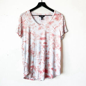 Ellen Tracy Coral Tie Dye Scoop Neck Tee Shirt Women’s L
